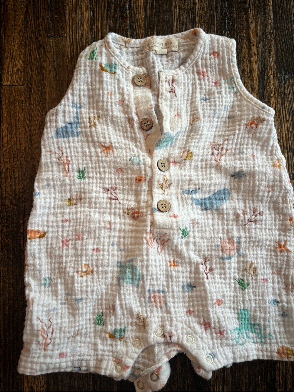 Organic cotton baby Romper with Pastel Ocean Motif